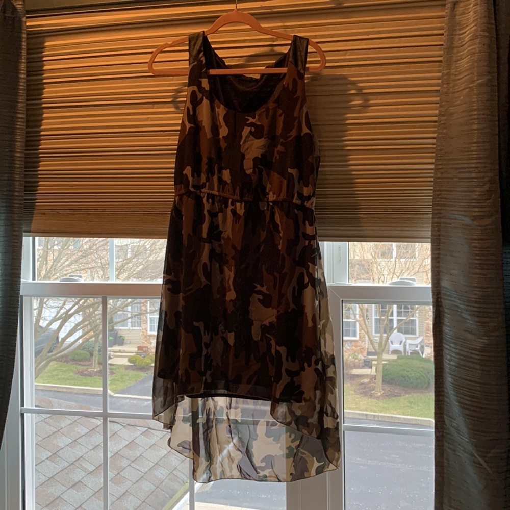 Indulgence Camo High-Low scoop neck dress size XL